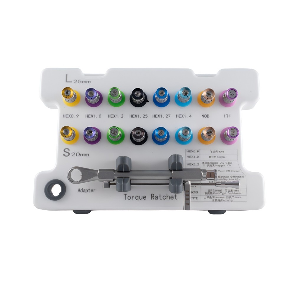 Kit de Adaptadores y Carraca de Torque para Implantes Dentales Kit de Adaptadores y Carraca de Torque para Implantes Dentales