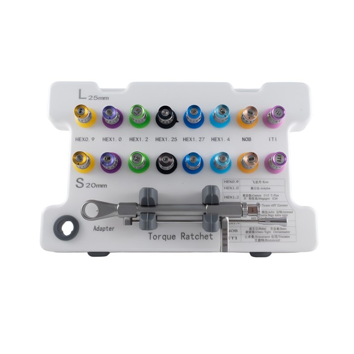 Kit de Adaptadores y Carraca de Torque para Implantes Dentales