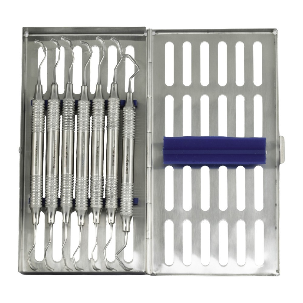 Set de 7 Curetas Gracey de 1/2-13/14 en Cassette Autoclavable Roentgen
