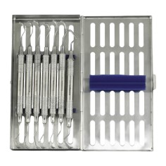 Set de 7 Curetas Gracey de 1/2-13/14 en Cassette Autoclavable Roentgen