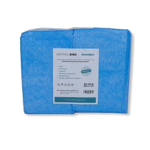 Babero Dental Desechable Roentgen  Azul Bolsa C/50 Pzas. Babero Dental Desechable Roentgen  Azul Bolsa C/50 Pzas.