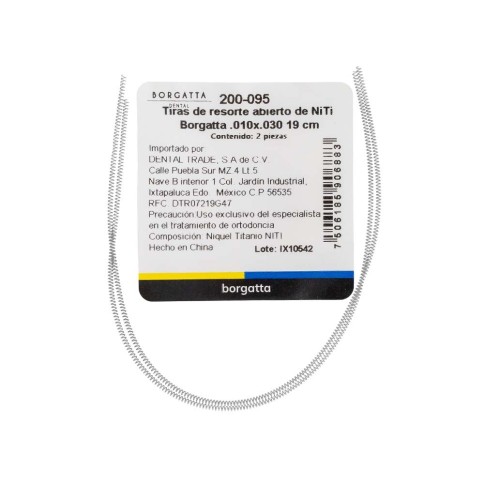 Resorte de Niti Abierto en Tira Borgatta