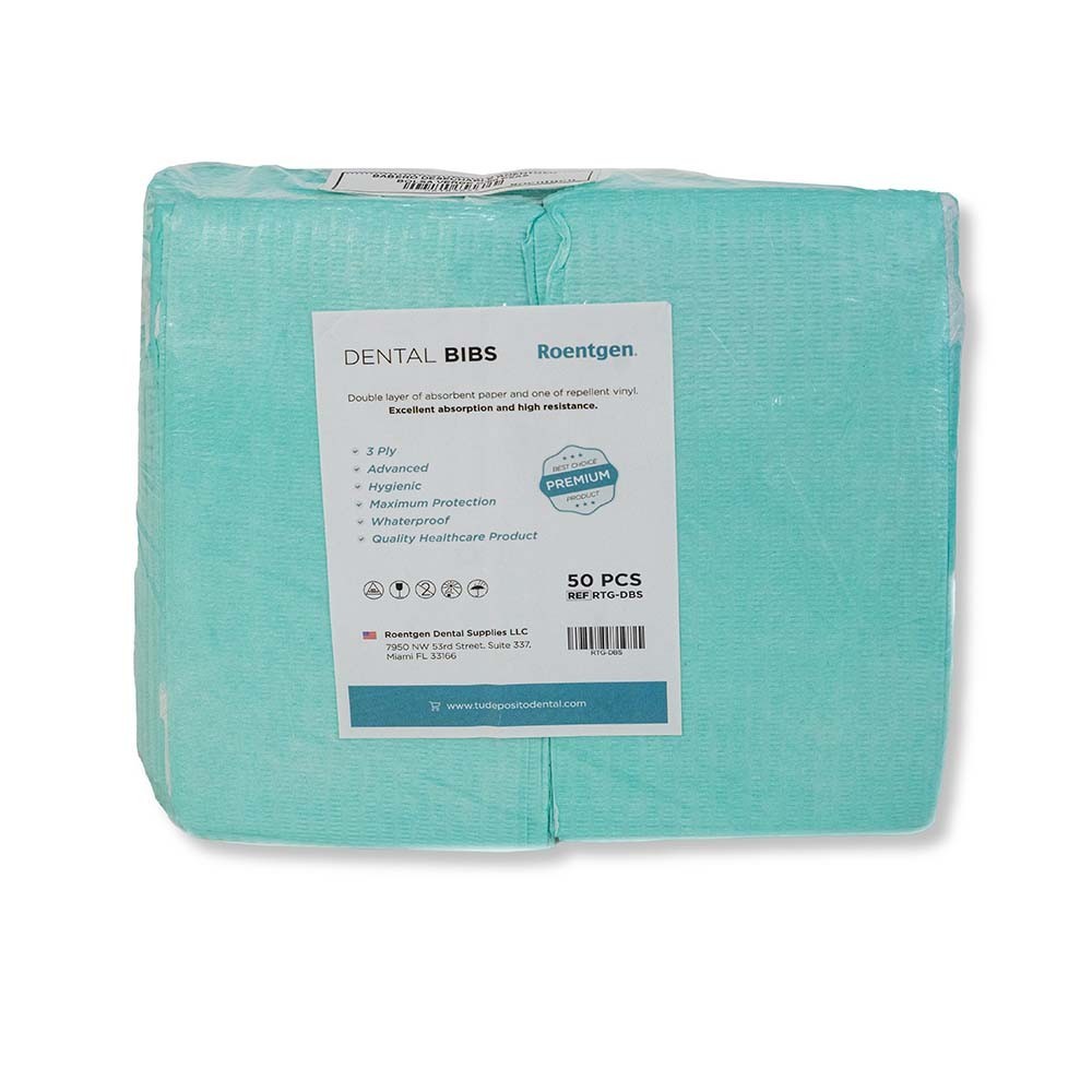 Babero Dental Desechable Roentgen Verde Bolsa C/50 Pzas.