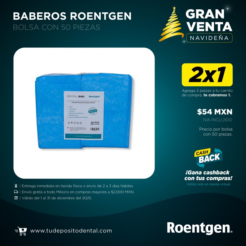 Babero Dental Desechable Roentgen  Azul Bolsa C/50 Pzas.