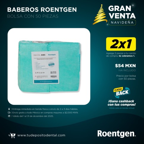 Babero Dental Desechable Roentgen Verde Bolsa C/50 Pzas.