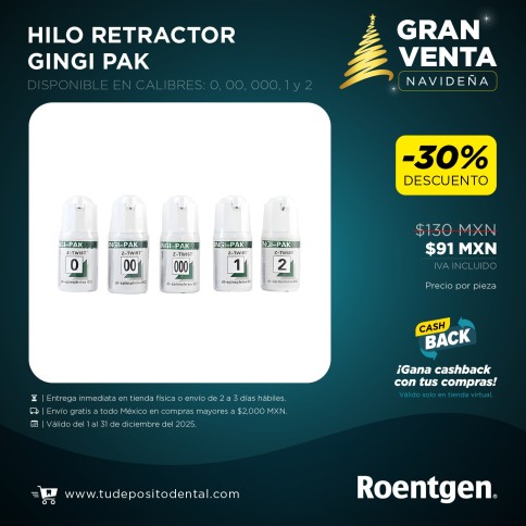 Hilo retractor Gingi Pak (Calibres 0, 00, 000, 1 y 2)
