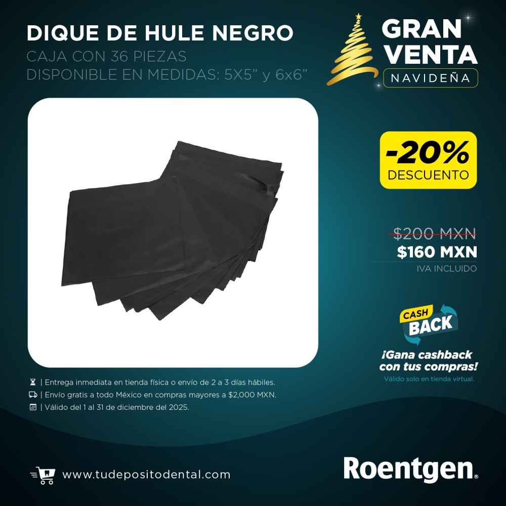 Dique de hule negro (Caja con 36 piezas)